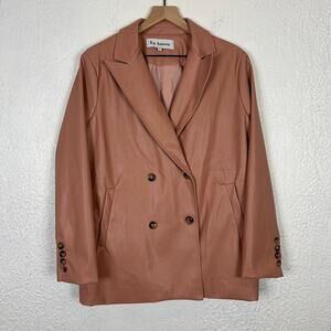En Saison Faux Leather Oversized Double Breasted Blazer Jacket NWOT Size Medium